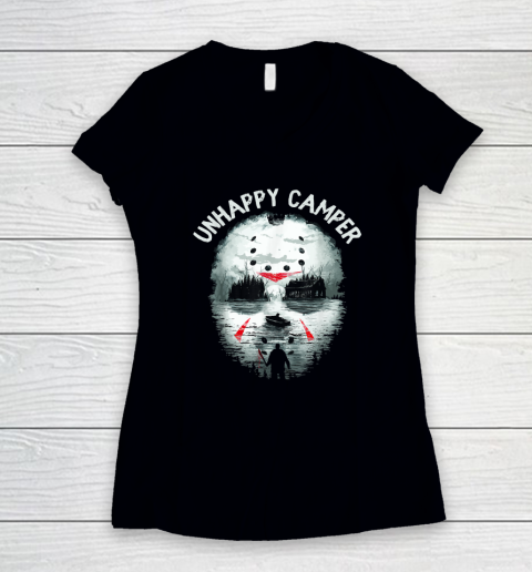 Scary Halloween Mens Camping Unhappy Camper Women's V-Neck T-Shirt