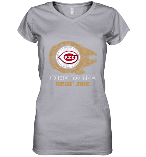 Mlb Cincinnati Reds Women's Short Sleeve V-neck Fashion T-shirt