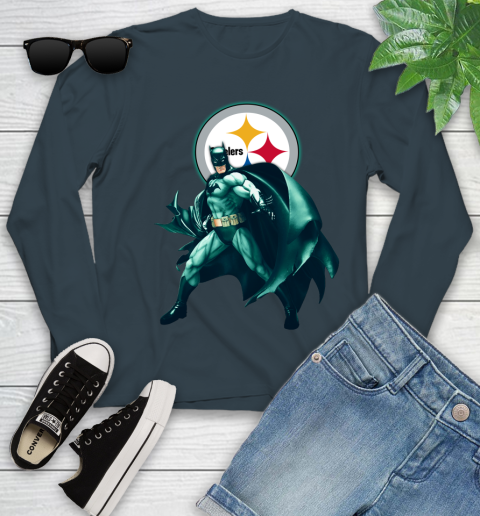 NFL Batman Football Sports Pittsburgh Steelers Youth Long Sleeve 8