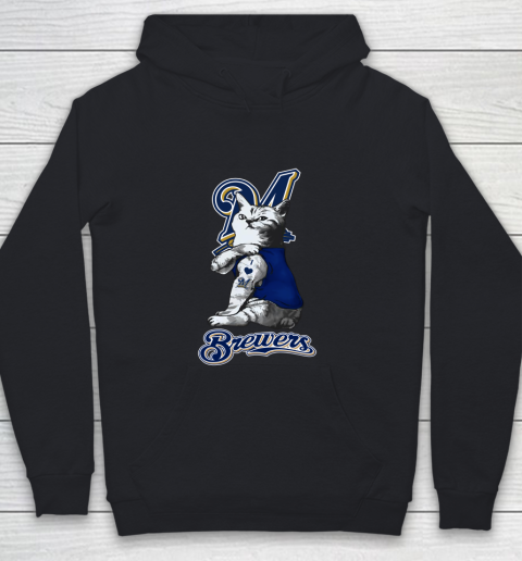MLB Baseball My Cat Loves Milwaukee Brewers Youth Hoodie