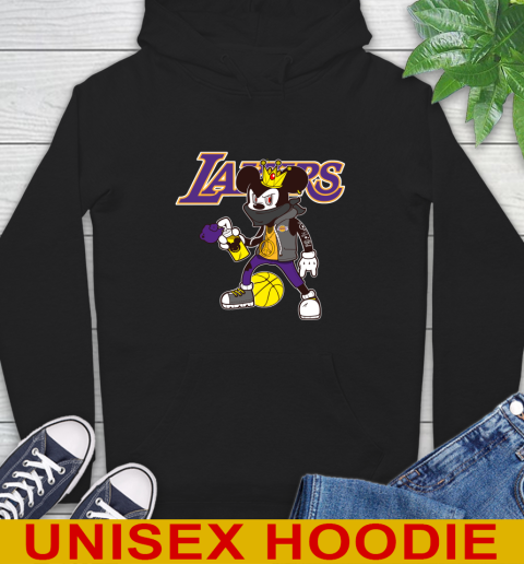 Los Angeles Lakers NBA Basketball Mickey Peace Sign Sports Hoodie 2