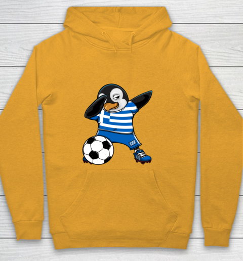 Dabbing Penguin Greece Soccer Fans Jersey Football Lovers Youth Hoodie 2