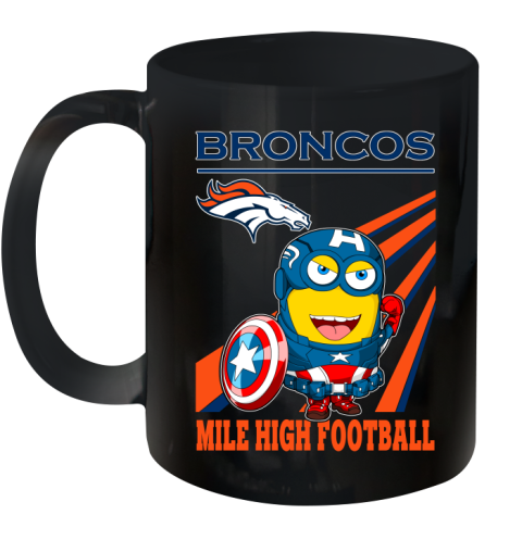 NFL Football Denver Broncos Captain America Marvel Avengers Minion Shirt Ceramic Mug 11oz