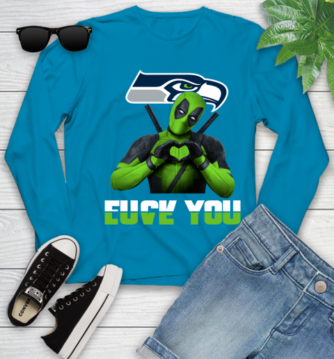 NHL Seattle Seahawks Deadpool Love You Fuck You Football Sports Youth Long Sleeve 8