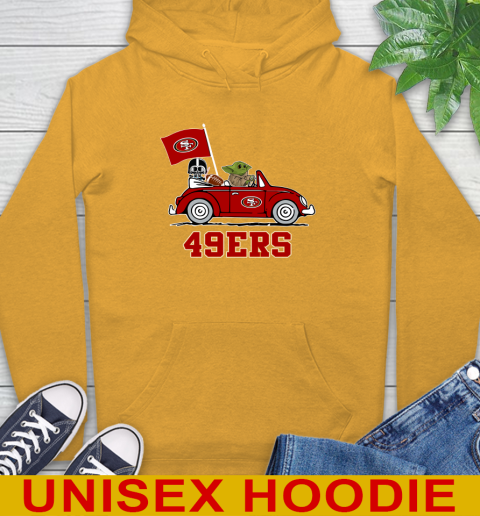 NFL Football San Francisco 49ers Darth Vader Baby Yoda Driving Star Wars Shirt Hoodie 3