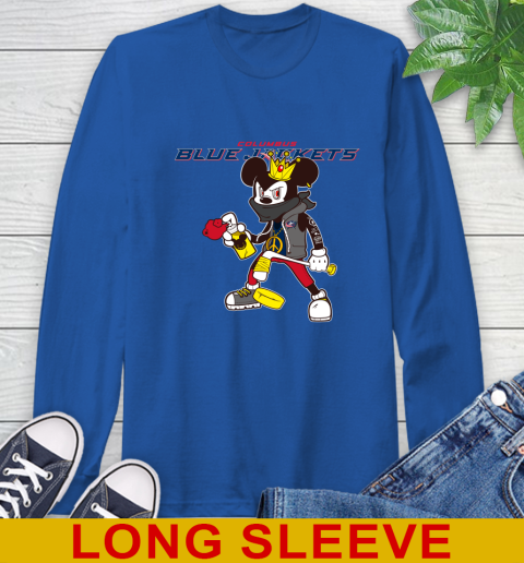 Columbus Blue Jackets NHL Hockey Mickey Peace Sign Sports Long Sleeve T-Shirt 9