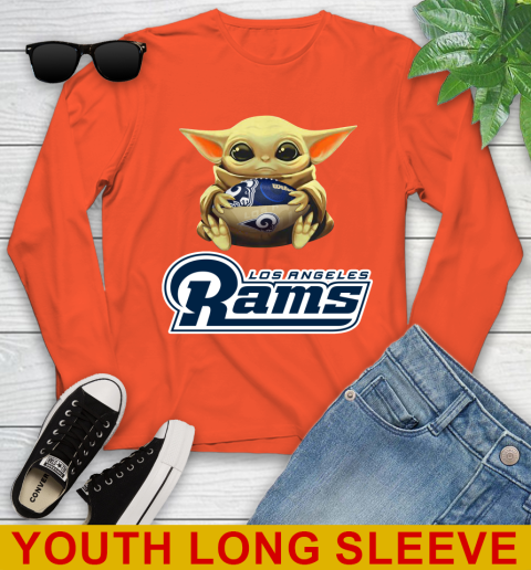 NFL Football Los Angeles Rams Baby Yoda Star Wars Shirt Youth Long Sleeve 5 NFL Football Los Angeles Rams Baby Yoda Star Wars Shirt Youth Long Sleeve - Image 5