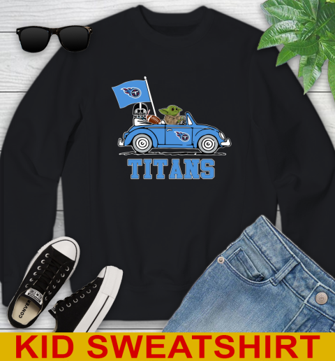 NFL Football Tennessee Titans Darth Vader Baby Yoda Driving Star Wars Shirt Youth Sweatshirt 2