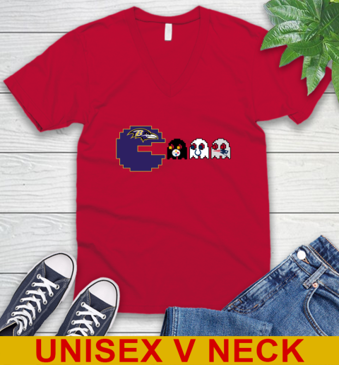 Baltimore Ravens NFL Football Pac Man Champion V-Neck T-Shirt 7