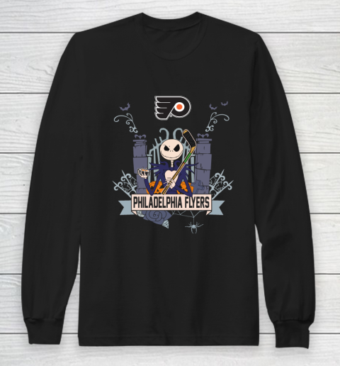 NHL Philadelphia Flyers Hockey Jack Skellington Halloween Long Sleeve T-Shirt
