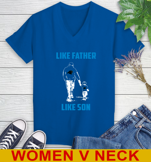 Carolina Panthers NFL Football Like Father Like Son Sports Women's V-Neck T-Shirt 9