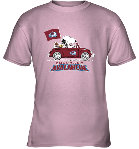 Snoopy And Woodstock Ride The Colorado Avalanche Car NHL Youth T-Shirt