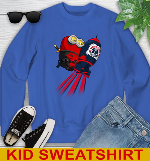NBA Basketball Washington Wizards Deadpool Minion Marvel Shirt Youth Sweatshirt 6
