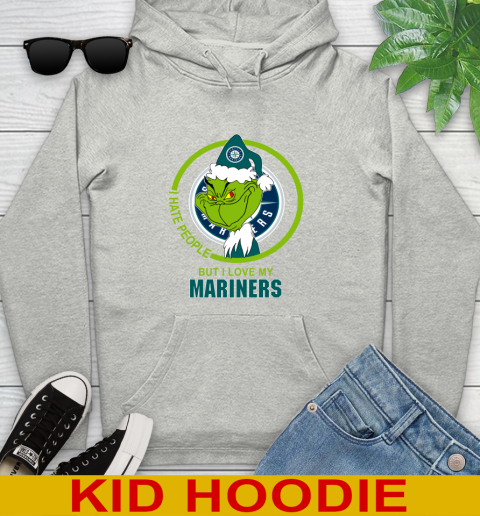 Seattle Mariners MLB Christmas Grinch I Hate People But I Love My Favorite Baseball Team Youth Hoodie