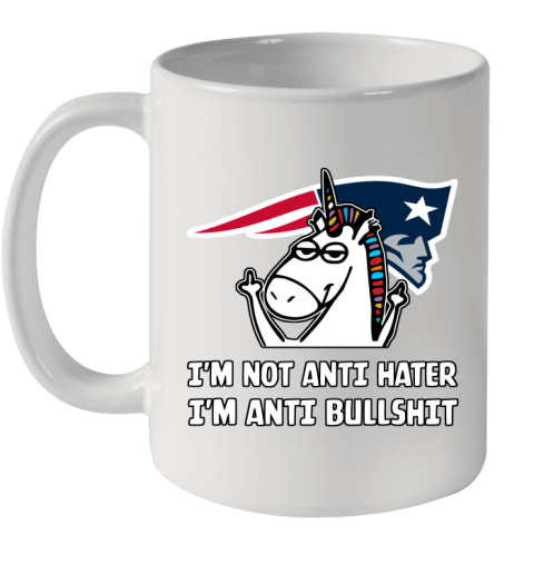New England Patriots NFL Football Unicorn I'm Not Anti Hater I'm Anti Bullshit Ceramic Mug 11oz