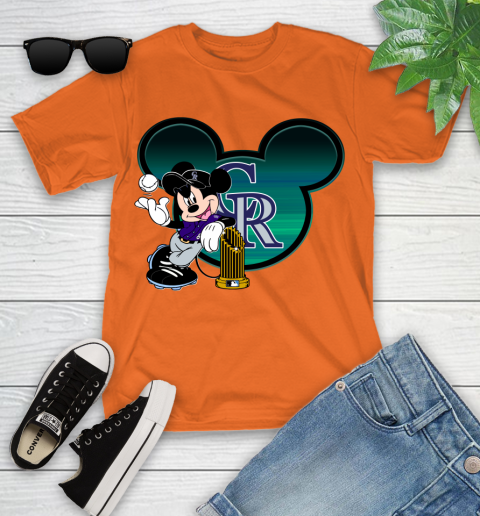 MLB Colorado Rockies The Commissioner's Trophy Mickey Mouse Disney Youth T-Shirt 7