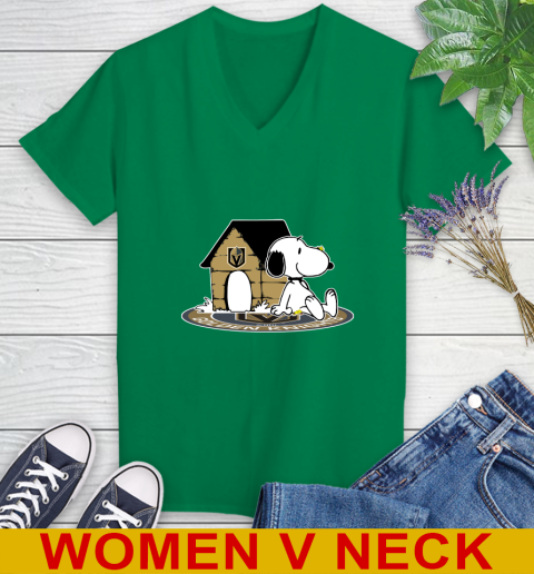 NHL Hockey Vegas Golden Knights Snoopy The Peanuts Movie Shirt Women's V-Neck T-Shirt 6