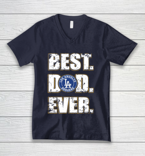 MLB Los Angeles Dodgers Baseball Best Dad Ever Family Shirt V-Neck T-Shirt 2