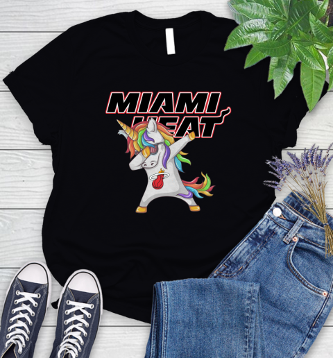 Miami Heat NBA Basketball Funny Unicorn Dabbing Sports Women's T-Shirt 2