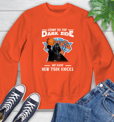 NBA Come To The Dark Side We Have New York Knicks Star Wars Darth Vader Basketball Sweatshirt 3