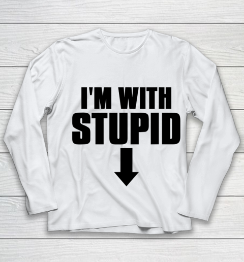 Mens Truthful I'm With Stupid Youth Long Sleeve