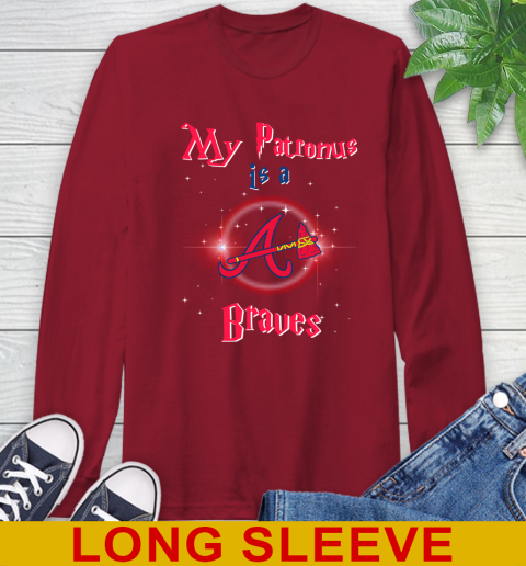 MLB Baseball Harry Potter My Patronus Is A Atlanta Braves Long Sleeve T-Shirt 9