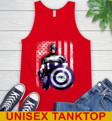 Baltimore Ravens NFL Football Captain America Marvel Avengers American Flag Shirt Tank Top 5