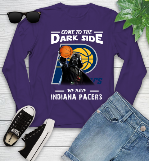 NBA Come To The Dark Side We Have Indiana Pacers Star Wars Darth Vader Basketball Youth Long Sleeve 4