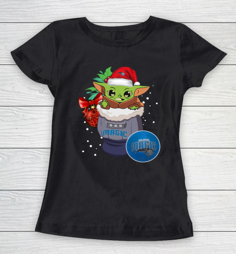 Orlando Magic Christmas Baby Yoda Star Wars Funny Happy NBA Women's T-Shirt 2