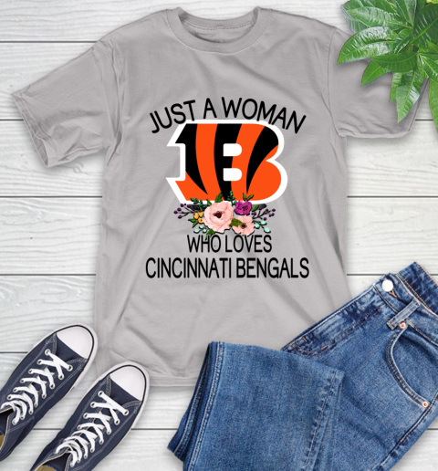NFL Just A Woman Who Loves Cincinnati Bengals Football Sports T-Shirt 12