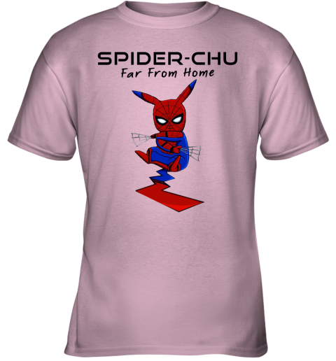 s2ww spider chu far from home spider man pokemon pikachu mashup shirts youth t shirt 26 front light pink