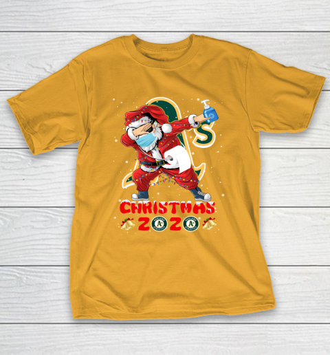 Oakland Athletics Funny Santa Claus Dabbing Christmas 2020 MLB T-Shirt 2