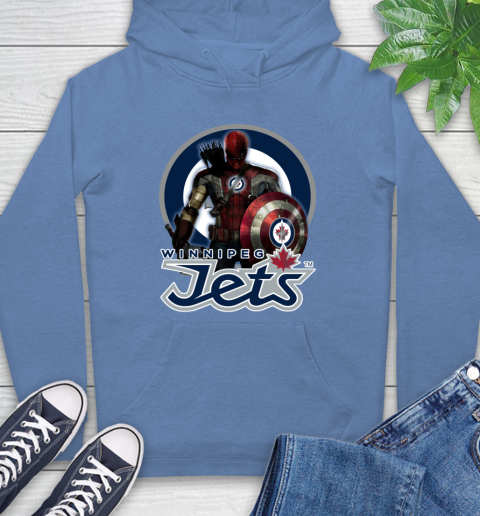NHL Captain America Thor Spider Man Hawkeye Avengers Endgame Hockey Winnipeg Jets Hoodie 11
