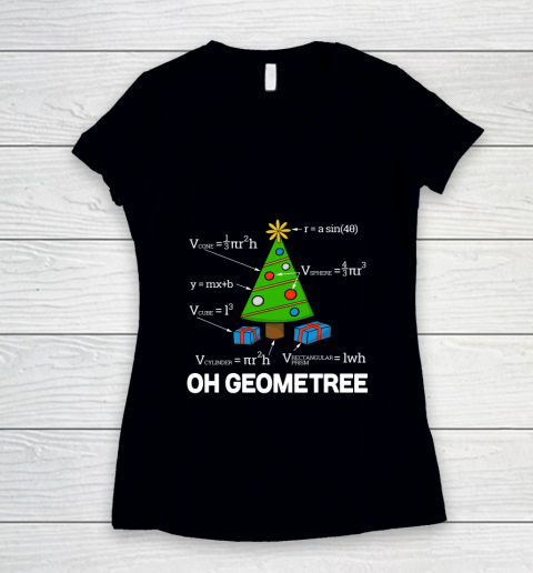 Funny Math Geometry Christmas Tree Teacher Women's V-Neck T-Shirt