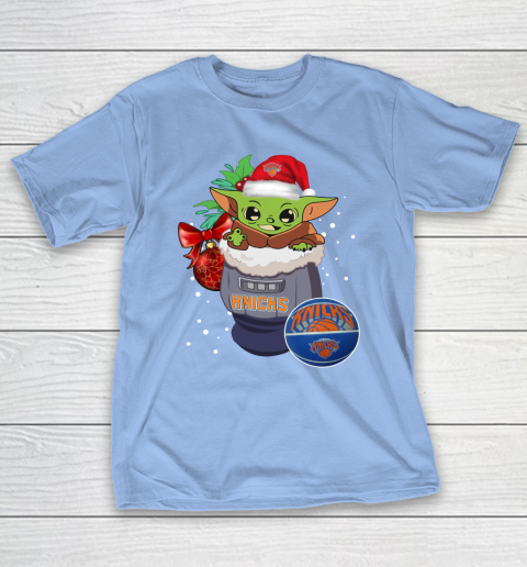 New York Knicks Christmas Baby Yoda Star Wars Funny Happy NBA T-Shirt 11