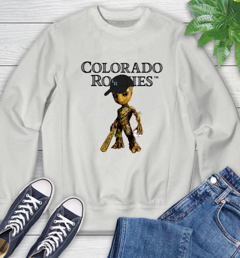 MLB Colorado Rockies Groot Guardians Of The Galaxy Baseball Sweatshirt 5