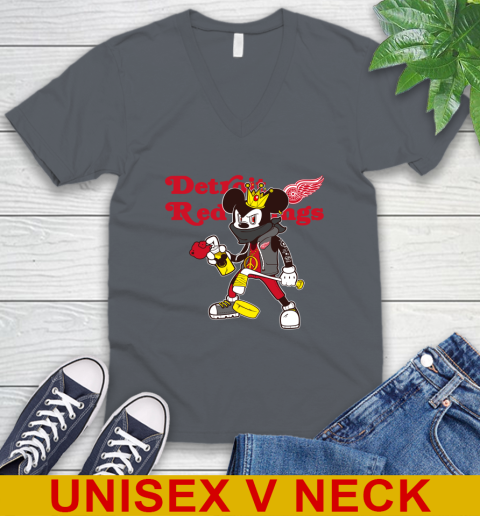 Detroit Red Wings NHL Hockey Mickey Peace Sign Sports V-Neck T-Shirt 5