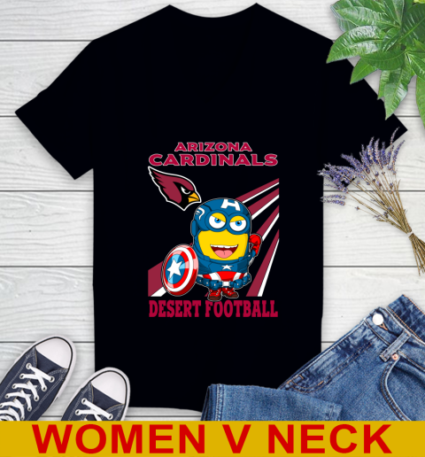 NFL Football Arizona Cardinals Captain America Marvel Avengers Minion Shirt Women's V-Neck T-Shirt