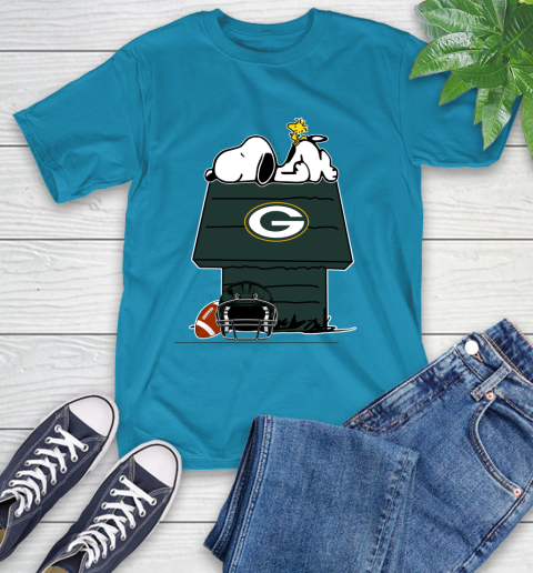 Green Bay Packers NFL Football Snoopy Woodstock The Peanuts Movie T-Shirt - Image 9