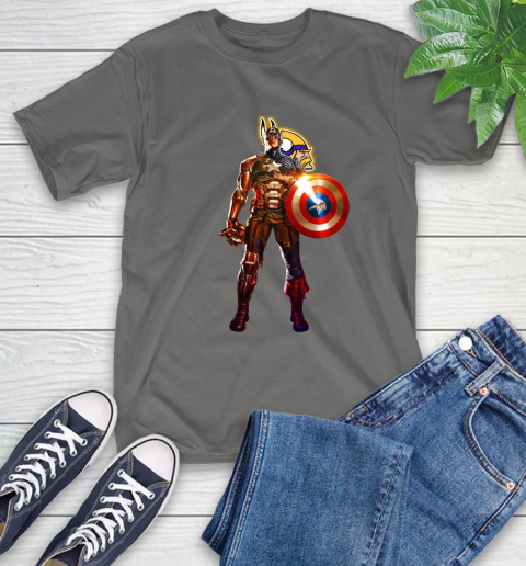 NFL Captain America Marvel Avengers Endgame Football Sports Minnesota Vikings T-Shirt 9