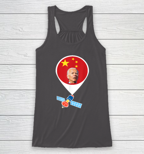 Chinese Spy Balloon Funny Surveillance Joe Biden China Flag Racerback Tank 6
