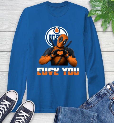 NHL Edmonton Oilers Deadpool Love You Fuck You Hockey Sports Long Sleeve T-Shirt 10