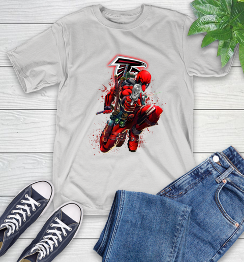 NFL Deadpool Marvel Comics Sports Football Atlanta Falcons T-Shirt