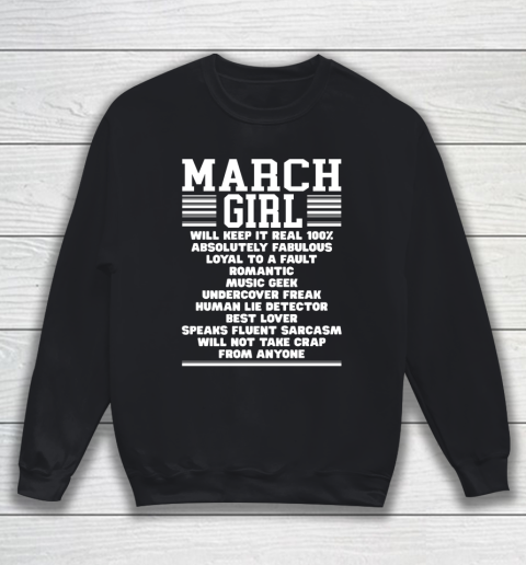 March Girl Facts Gift Funny Birthday Gifts Queen Women Girls Sweatshirt