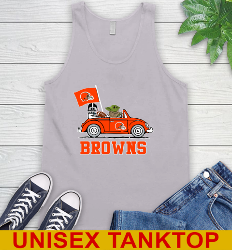 NFL Football Cleveland Browns Darth Vader Baby Yoda Driving Star Wars Shirt Tank Top 4