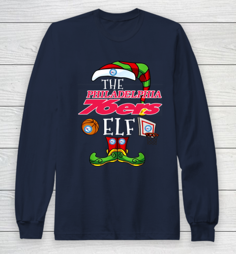 Philadelphia 76ers Christmas ELF Funny NBA Long Sleeve T-Shirt 2
