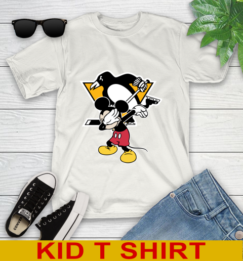 Pittsburgh Penguins NHL Hockey Dabbing Mickey Disney Sports Youth T-Shirt