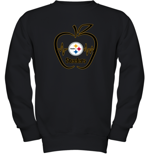 Apple Heartbeat Teacher Symbol Pittsburg Steelers Youth Sweatshirt