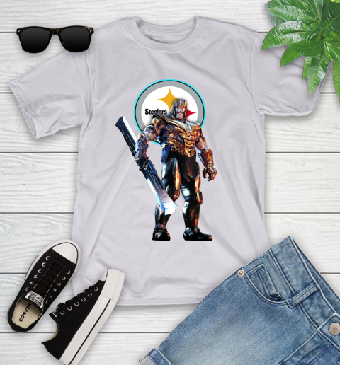 NFL Thanos Gauntlet Avengers Endgame Football Pittsburgh Steelers Youth T-Shirt 4