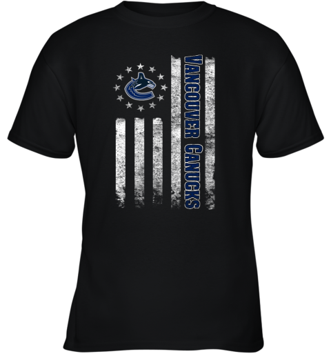 NHL American Flag Hockey Sports Vancouver Canucks Youth T-Shirt